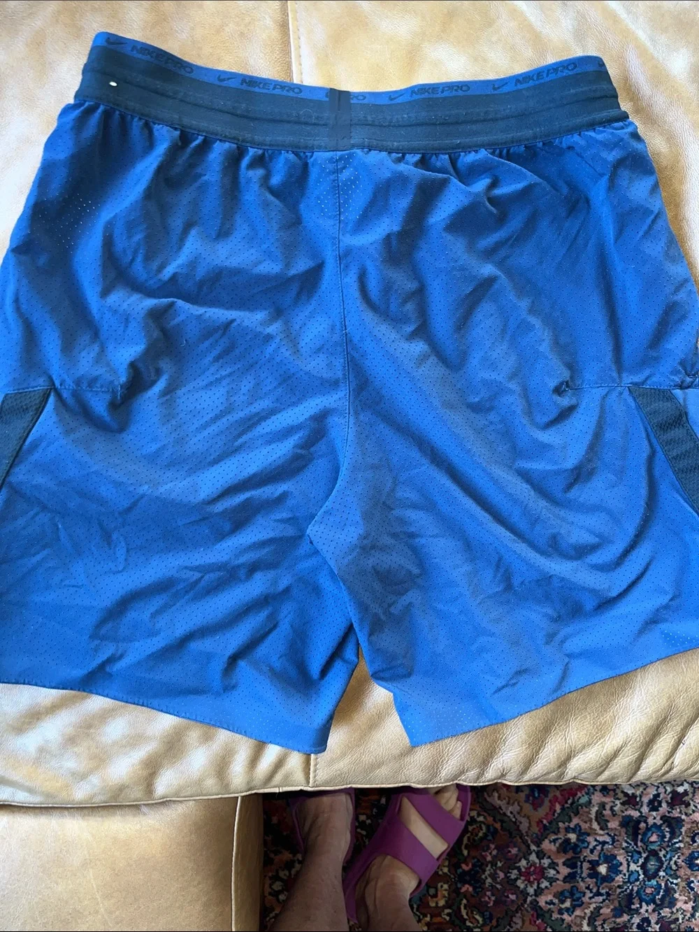Nike Men's Royal Blue Athletic Shorts with Black Waistband